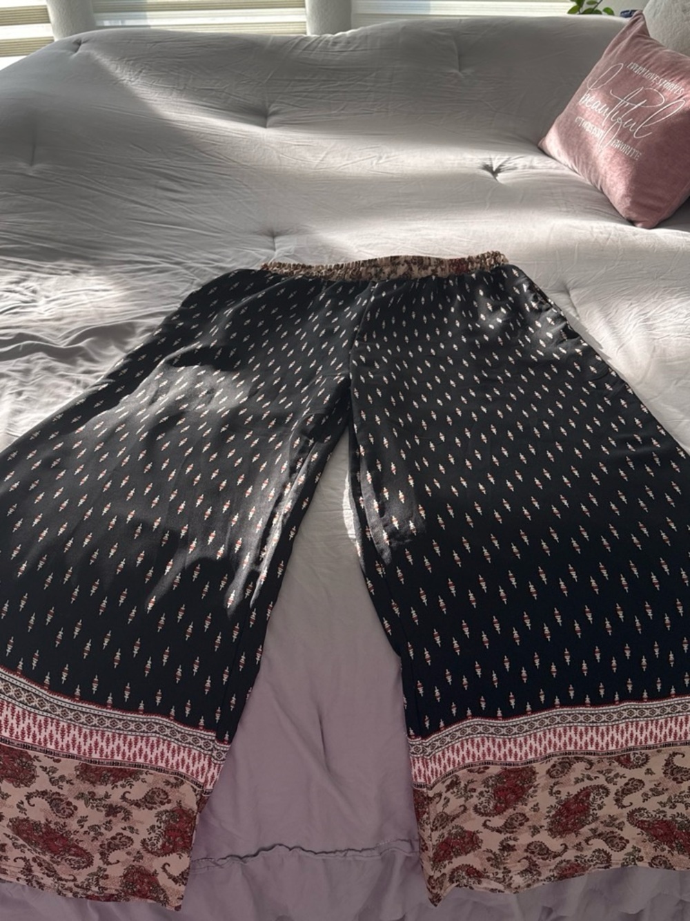 Three Bird Nest Black Wide Leg Printed Palazzo Pants